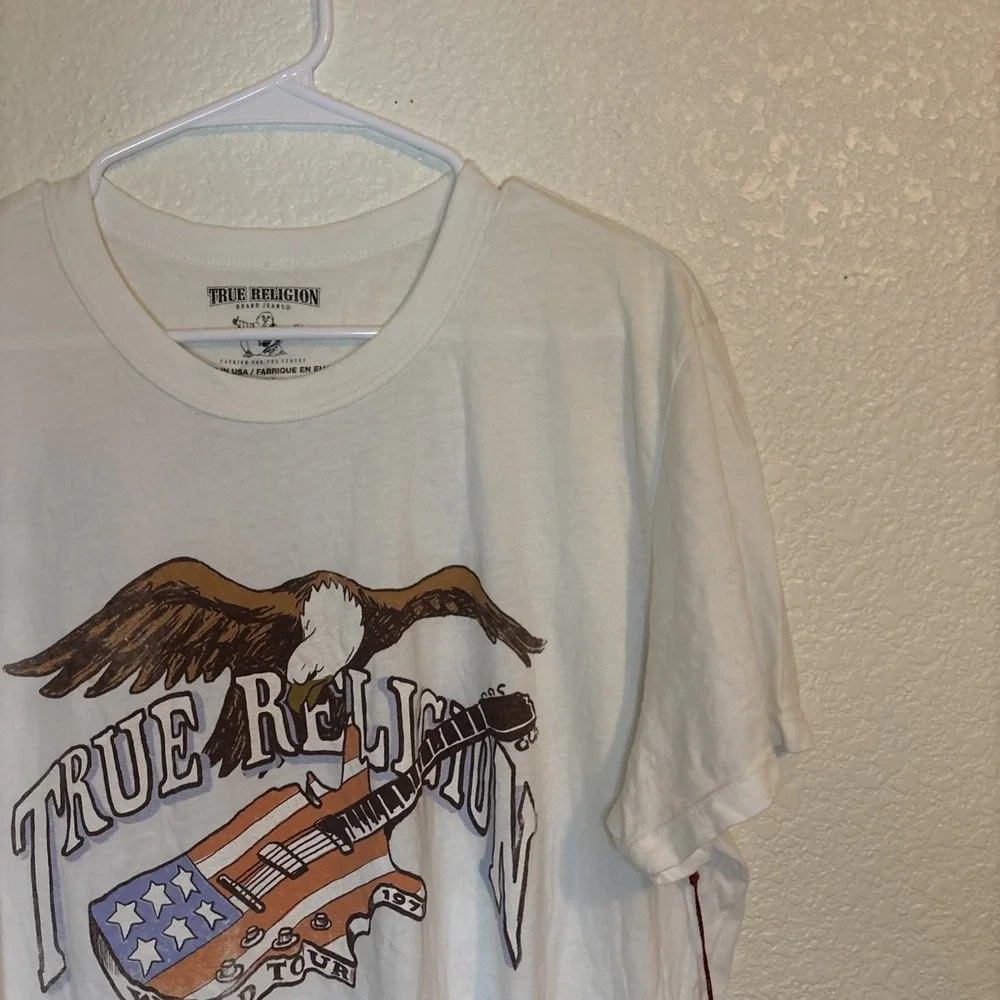 True Religion T Shirt Guitar Bald Eagle World Tour‎ 1971 Rock & Roll Festival XL